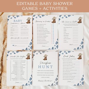 Cowboy Baby Shower Games Bundle, Fun Activity Printable Kit, Country Western Set, Wishes and Predictions, Would She Rather, Name That Song