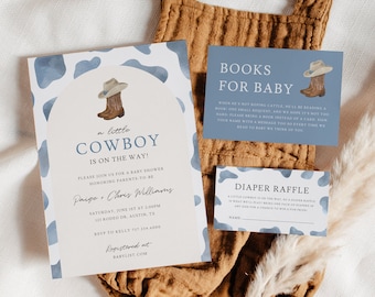Cowboy Baby Shower Invitation Bundle | Couples Baby Shower Raffle | Western Baby Shower Invitation Set | Baby Boy Shower Activities
