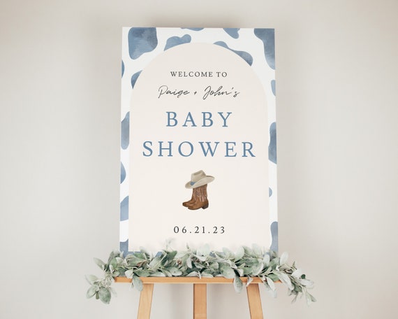 Cowboy Baby Shower Welcome Sign, Western Theme (Self Editable Template)
