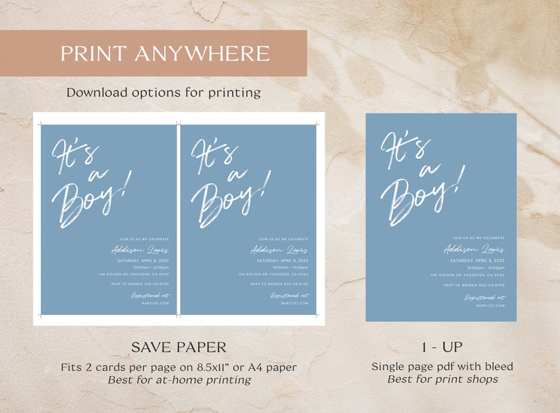 It's A Boy Baby Shower Template Minimalist Shower Etsy