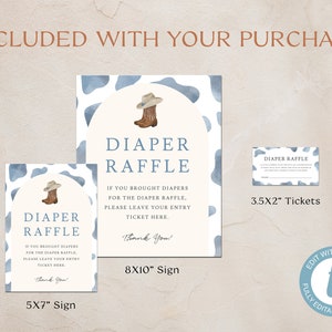 Diaper Raffle Sign Cowboy Baby Shower Activity | Fun Baby Shower Game ...