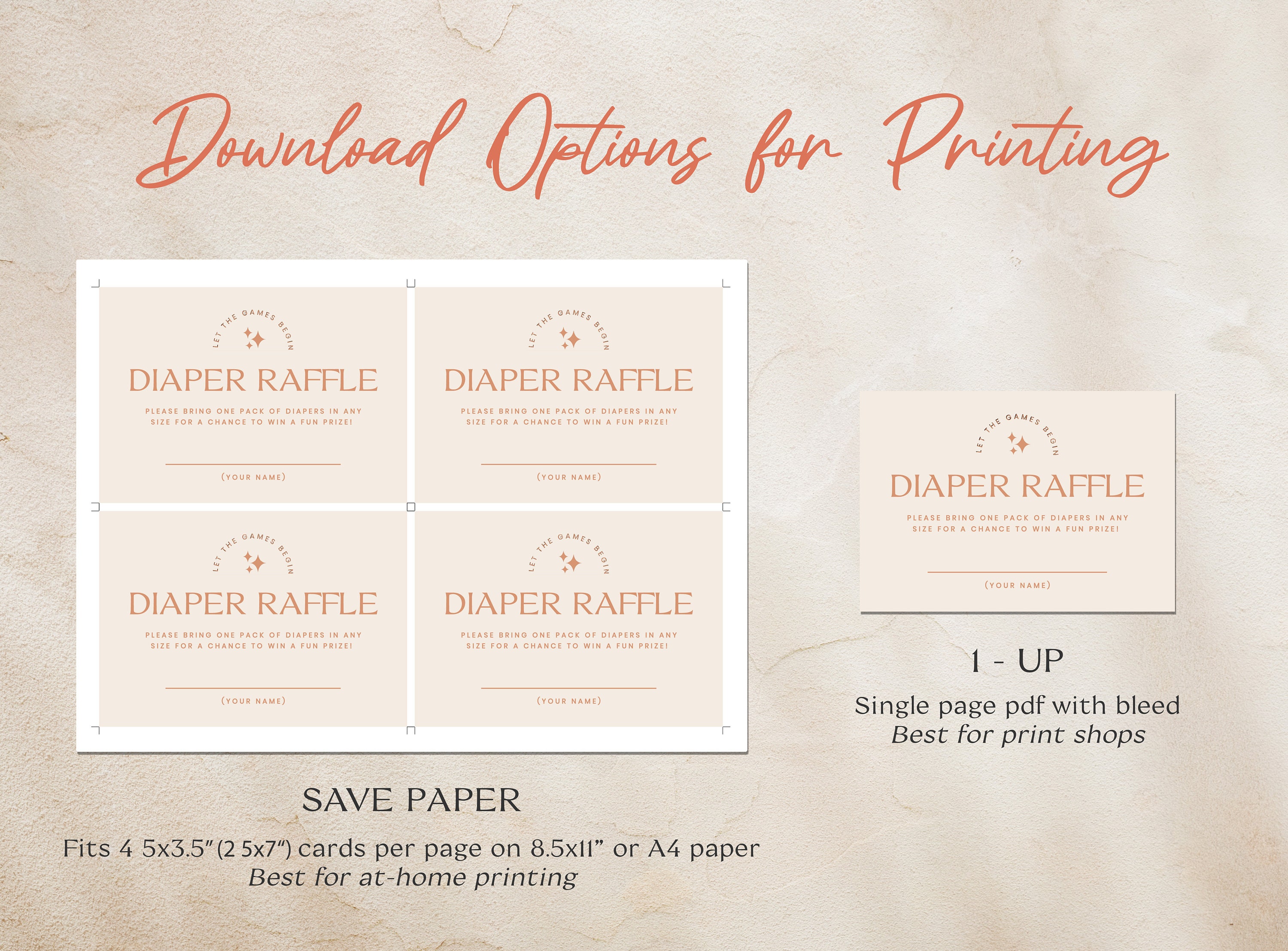 Baby Shower Diaper Raffle Kit | Terracotta Diaper Raffle Cards | Diaper ...