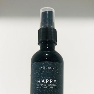 HAPPY | 気分を高めるルームスプレー | 浄化クリスタル＆ムーンウォーター | 気を整える風水八卦 | レイキボディミスト | ルイジアナ州ニューオーリンズで手作り