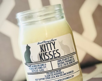 Pet Odor Eliminator Candle: Vanilla Lemon Scent, Upcycled Jar