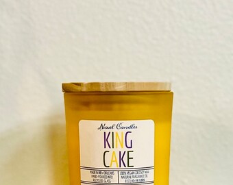 King Cake Scented Candle: Vegan CocoSoy Wax, Colored Jar