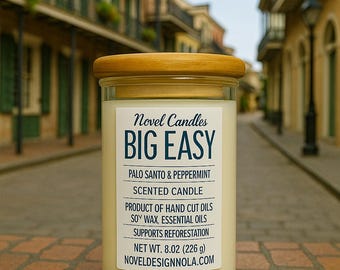 Big Easy Scented Candle: Eucalyptus, Sandalwood, Palo Santo - New Orleans Handmade
