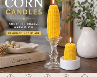 Corn Cob Candle – Entry Table Centerpiece, Beeswax Taper Candle, Southern Decor, Friendsgiving & Thanksgiving Hostess Gift, Funny Fall Decor