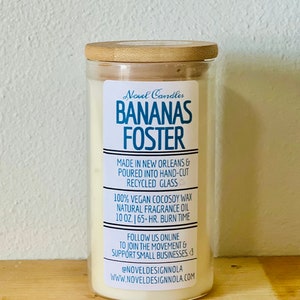 BANANAS FOSTER | Scented Dessert Candle | Famous French Quarter | Handmade in New Orleans Gift Idea | Vegan CocoSoy Wax | Recycled Glass