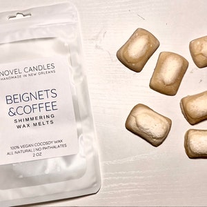 MINI-Beignets | cires fondantes parfumées | Tartelettes à la cire chatoyante | Parfum Officiel Café Du Monde | Fait main à La Nouvelle-Orléans LA | Bougie entièrement naturelle