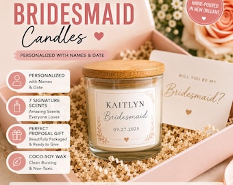 Custom Bridesmaid Candle | Personalized Maid of Honor Gift | Bridesmaid Proposal Box | Wedding Favor Candle | Bridal Party Gift