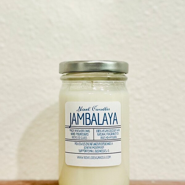 JAMBALAYA SCENTED CANDLE | Handmade in New Orleans Louisiana | Authentic Cajun Cooking | Creole Dish | Vegan CocoSoy Wax | Recycled Glass