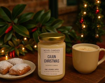 Cajun Christmas Scented Candle: Pine, Eggnog, Apple - Vegan CocoSoy Wax