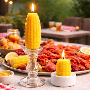 Maiskolben-Kerze - Bienenwachs-Taperkerze, Bienenwachs-Taperkerze, Südseedekor, Friendsgiving & Thanksgiving