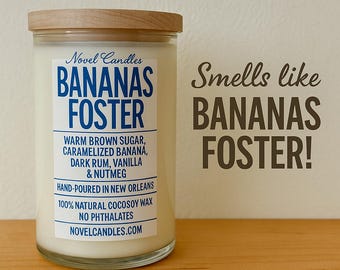 Bananas Foster Candle: New Orleans Dessert Scent, Vegan CocoSoy Wax