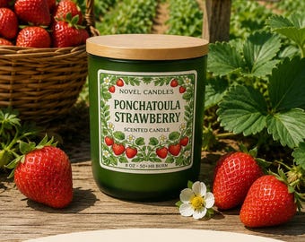 Louisiana Strawberry Candle | Fresh Strawberry Basil Candle | Ponchatoula Strawberry | Farm Fresh Fruit Scent | Hand Poured in New Orleans