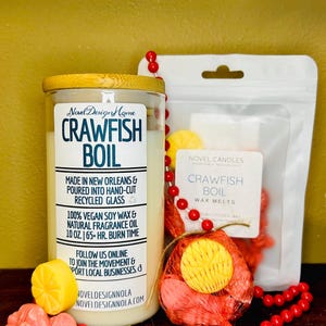 CRAWFISH BOIL Scented Candle Cajun Cooking Creole Seasoning Seafood Boil Authentic Spicy Made New Orleans Louisiana Gift Wax Melts