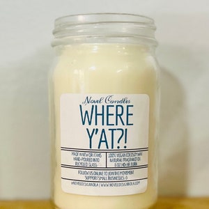 WHERE Y&#39;AT!? | Refreshing Cucumber Melon Ginger | Scented Candle | Handmade in New Orleans Louisiana | Vegan CocoSoy Wax | Recycled Glass