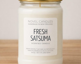 Satsuma Scented Candle: Sweet Orange, Bergamot & Basil, Vegan CocoSoy Wax