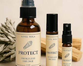 Protection Spritz — Smokeless Sage Palo Santo Smudge Spray: Crystal Infused Energy Cleansing Mist