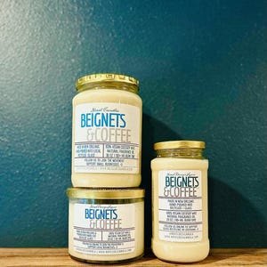 Beignets & CAFÉ | Bougie parfumée | Parfumé Beignet | Mug emblématique DuMonde Cafe | Idée cadeau La Nouvelle-Orléans en Louisiane | Quartier français