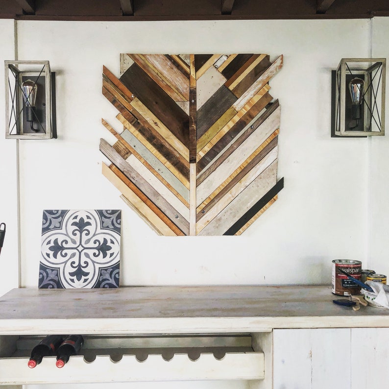 Reclaimed Wood WALL ART Recycled Materials Chevron - Etsy