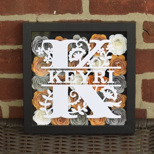 Custom Floral Monogram Shadow Box image 3