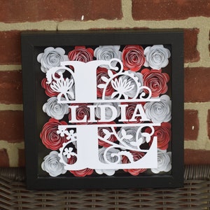 Custom Floral Monogram Shadow Box image 2