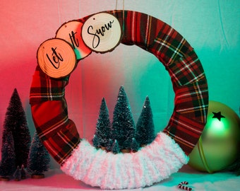 Let It Snow Christmas Holiday Door Wreath