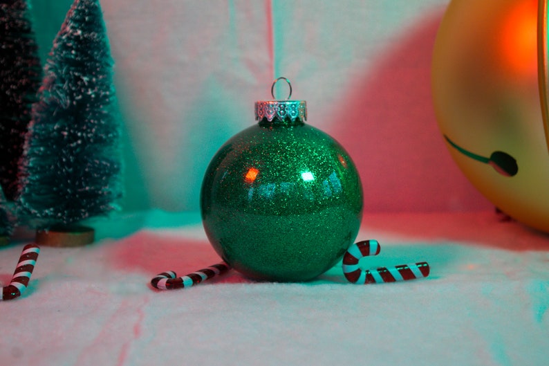 Santa's Reindeer Shatterproof Glitter Ornament Set Round