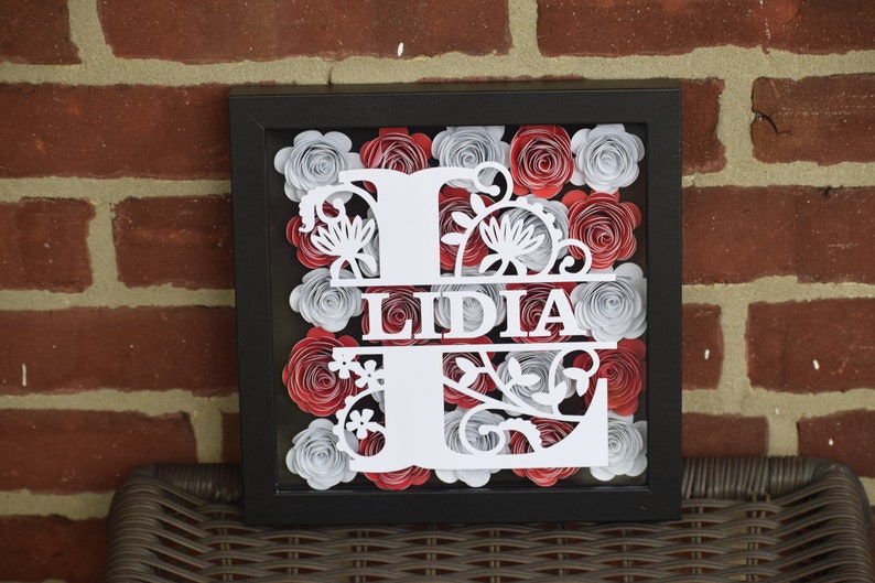 Custom Floral Monogram Shadow Box image 2