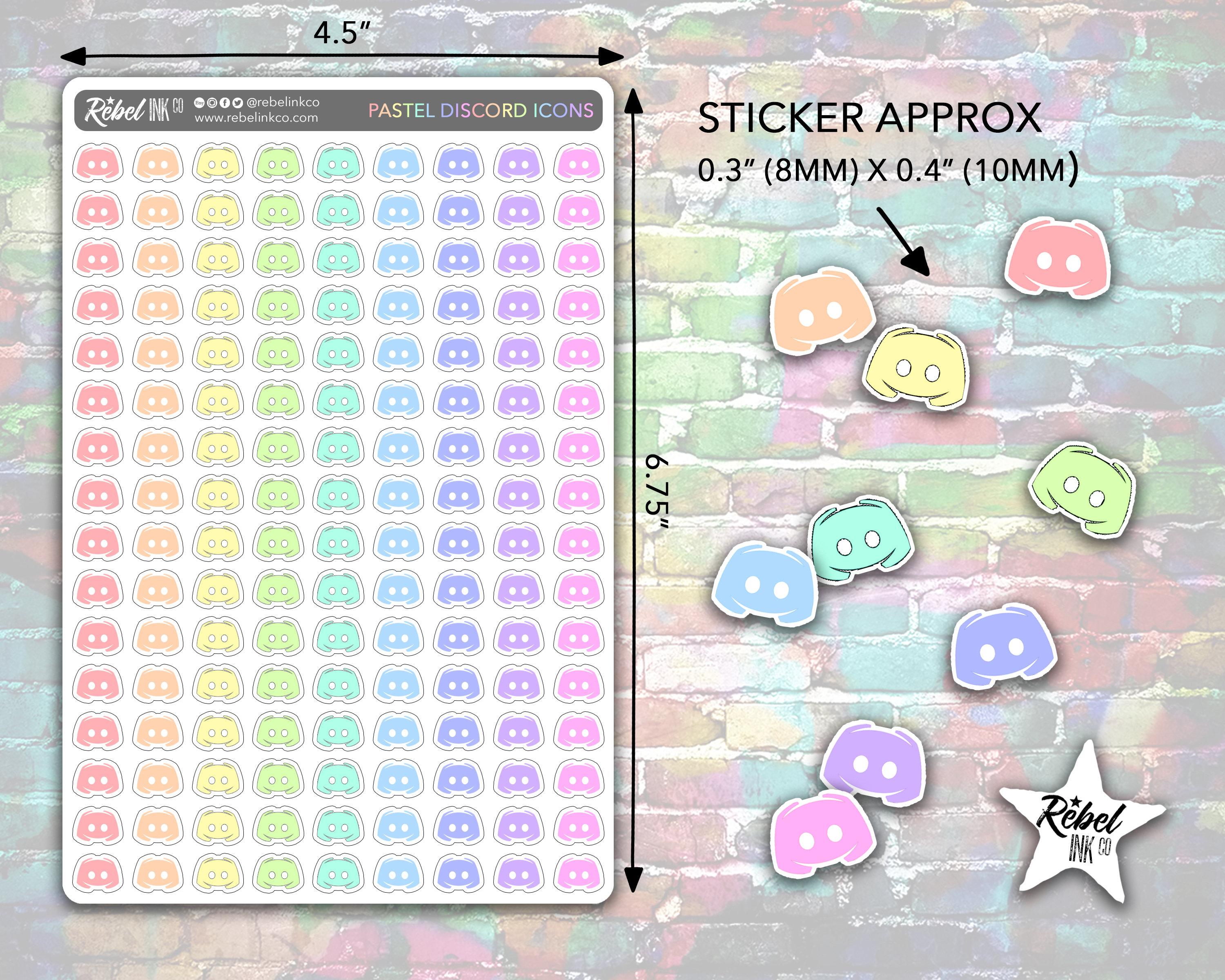 Discord Icon Stickers Pastel Rainbow Social Media Planner Etsy