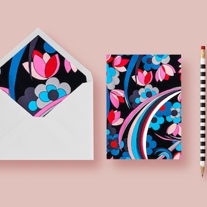 Set di 8 biglietti di auguri vuoti ispirati a Pucci, stampa mod, psichedelica, vintage, anni '60, boho