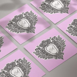 Set mit 8 quadratischen Monogramm-Karten