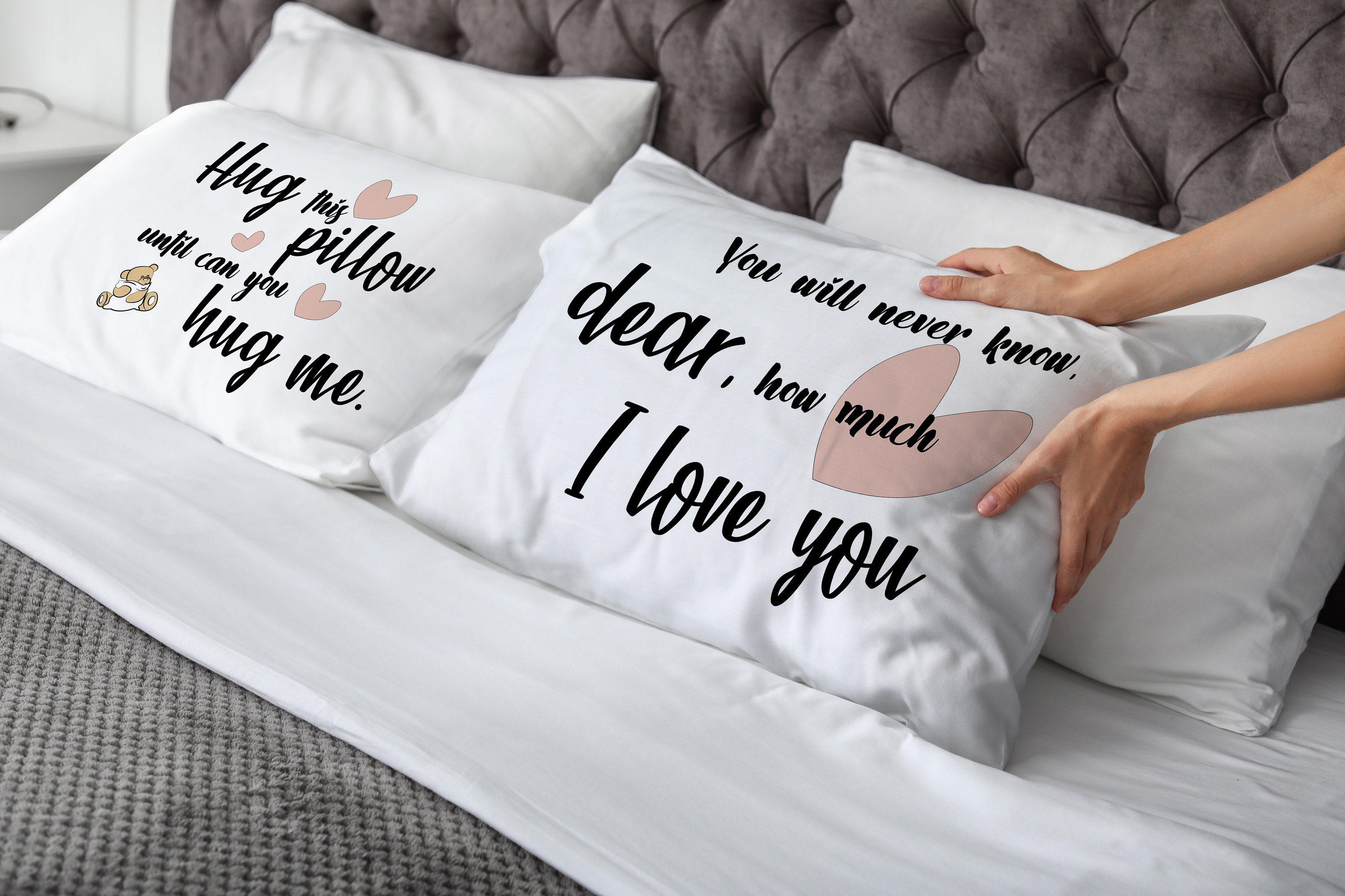 Pillowcases with sayings quotes Hug this pillow ..I love Etsy