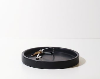 Small Black Concrete Tray | Round Concrete Tray | Minimal Decorative Tray