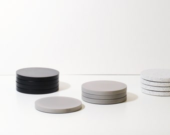 Concrete Coaster Set · Minimalist Solid Circle Coasters · Coffee / Tea / Drink Placemat · Industrial Style Table Protective Coaster — 'Kopp'