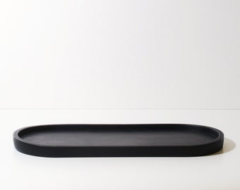 Large Black Concrete Oval Tray | Minimal Black Tray | Concrete Display Tray | Concrete Trinket Tray Homeware