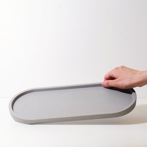 Large Concrete Oval Decorative Tray | Styling Tray | Minimal Long Concrete Candle Tray | Display Tray