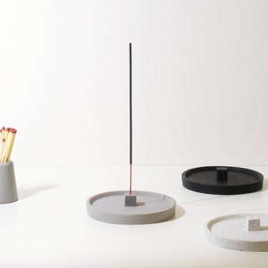 Round Concrete Incense Holder with Cube Minimal Style Incense Burner Concrete Incense Stick Holder Gift Homeware image 1