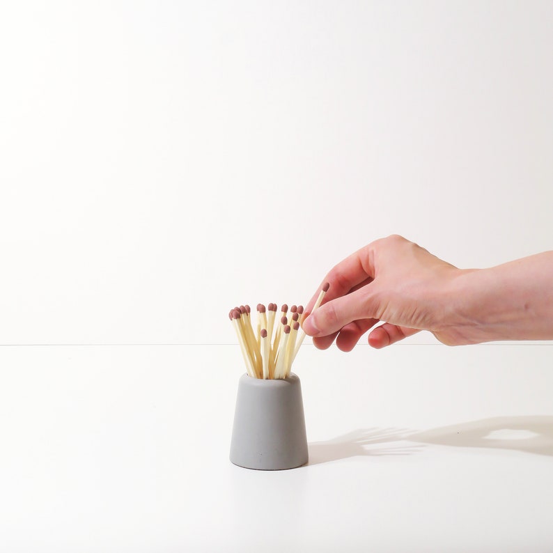 Concrete Matchstick Holder For Long Matches Toothpick Holder image 2