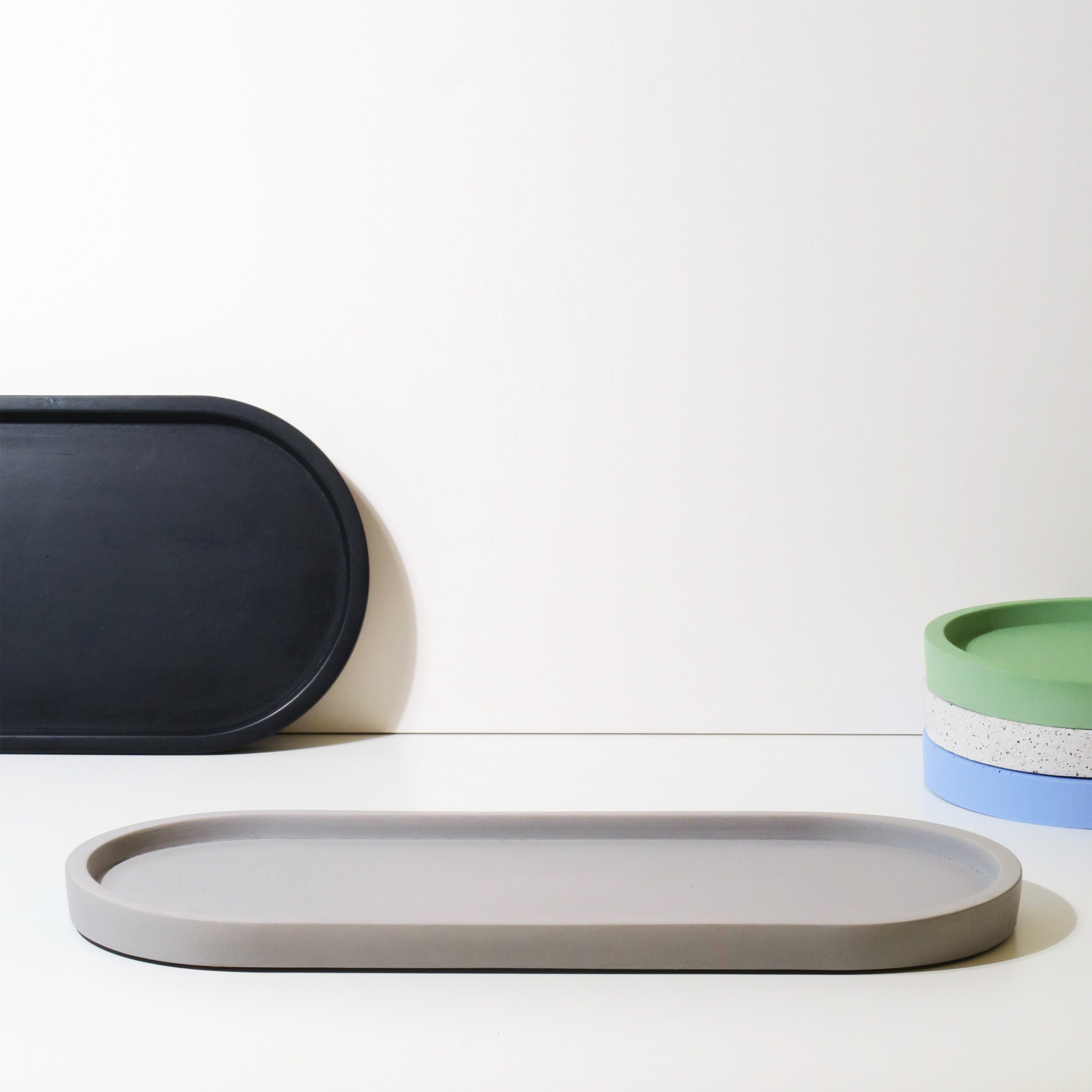 Large Concrete Oval Decorative Tray Modern Minimal Trinket Etsy UK