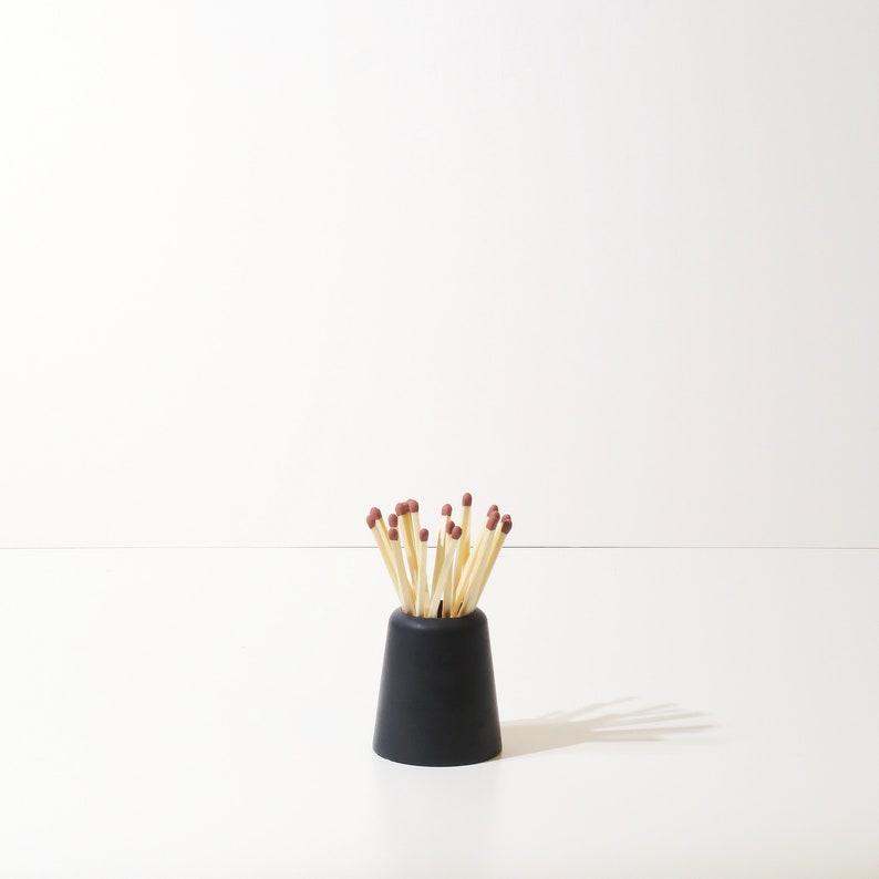 Concrete Matchstick Holder For Long Matches Toothpick Holder Black