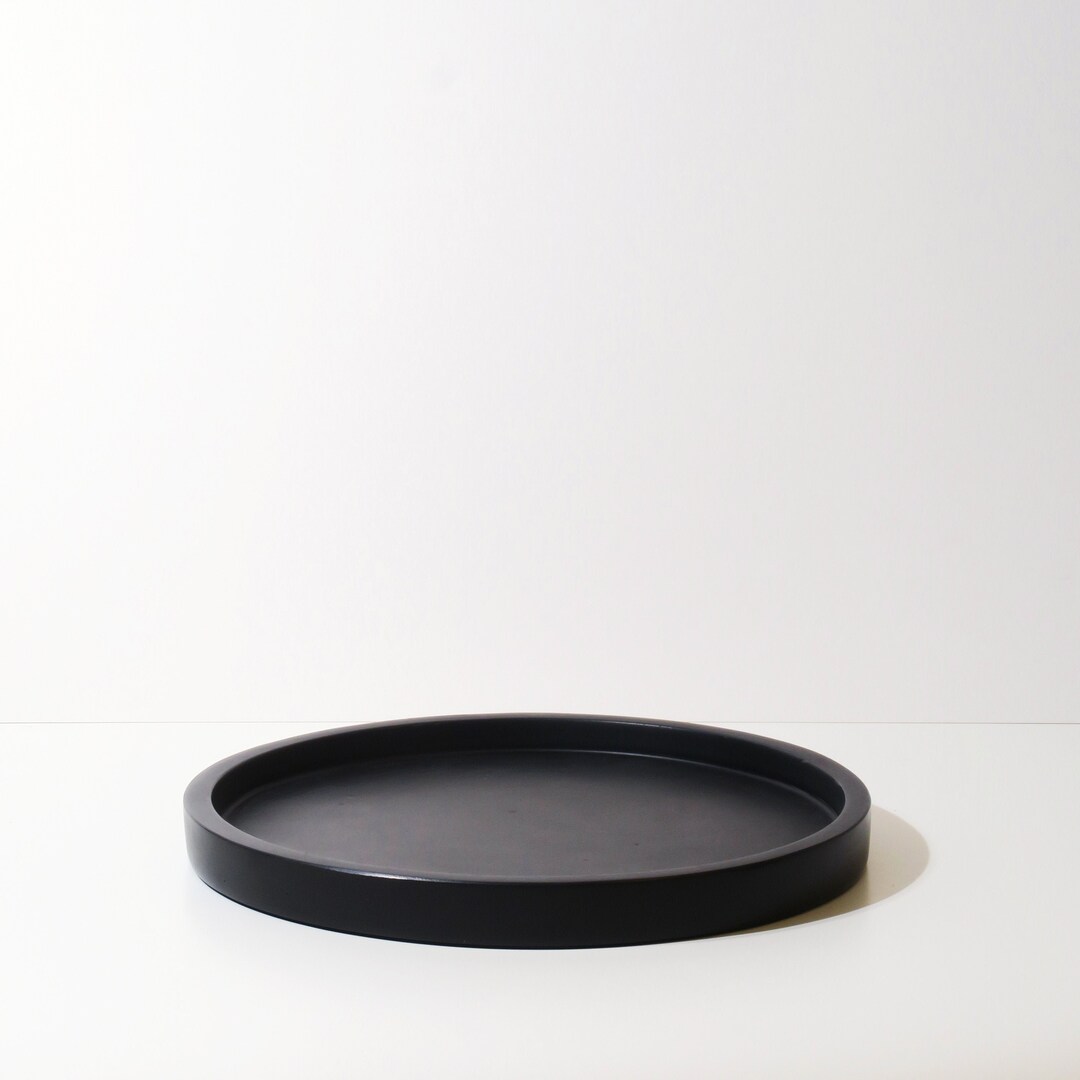 Large Black Concrete Tray Round Decorative Tray Living Room Tray Scandi