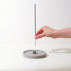 Round Concrete Incense Holder with Cube Minimal Style Incense Burner Concrete Incense Stick Holder Gift Homeware image 2