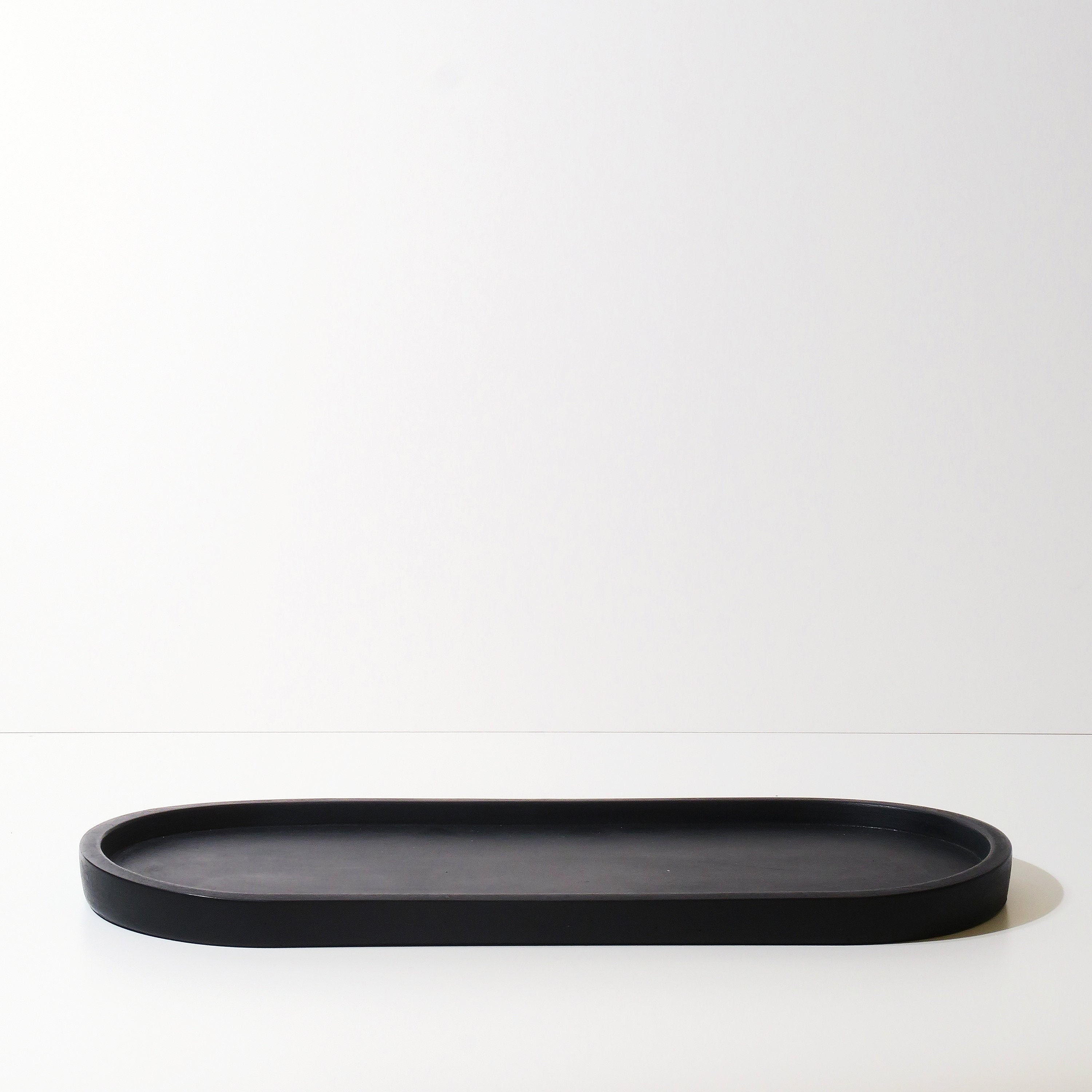 Large Black Concrete Oval Tray Minimal Nordic Inspired Etsy