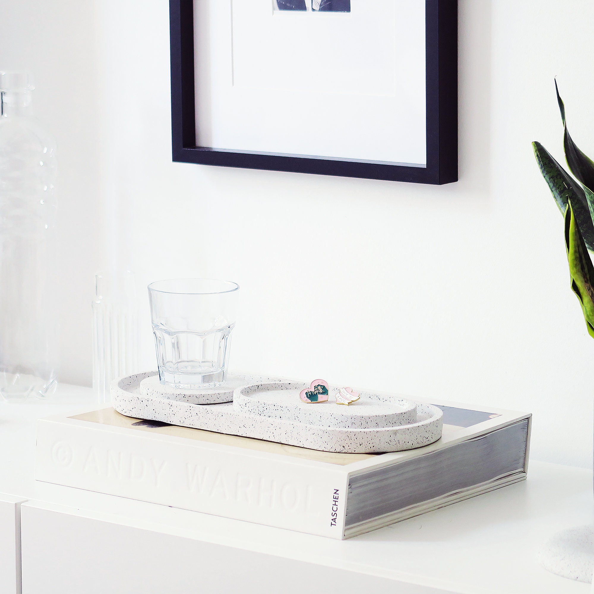 Large Concrete Oval Decorative Tray Modern Minimal Trinket Etsy UK