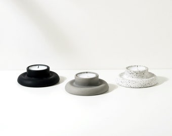 Teelichthalter aus Beton | Minimaler Handgemachter Teelichthalter | Moderner runder Teelichthalter | Minimalistischer Skandinavischer Stil
