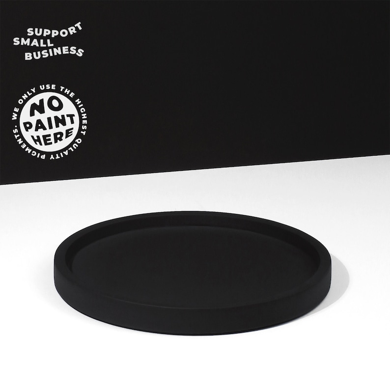 Large Black Concrete Tray Round Minimalist Display Tray Etsy