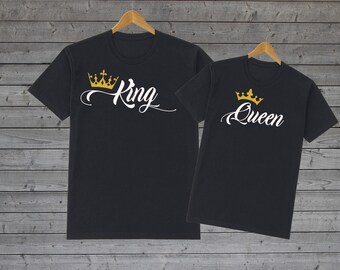 Camisas de pareja, camisas King y Queen, camisas de pareja a juego, regalo de San Valentín, camisetas de pareja, camisas