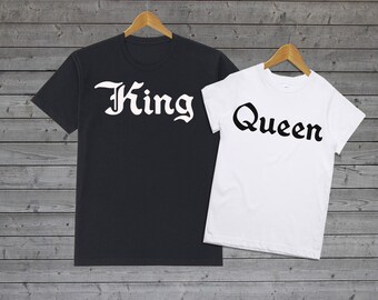 Camisas de pareja, camisas de rey y reina, camisas a juego, regalo de San Valentín, regalo de boda, camisas de él y de ella